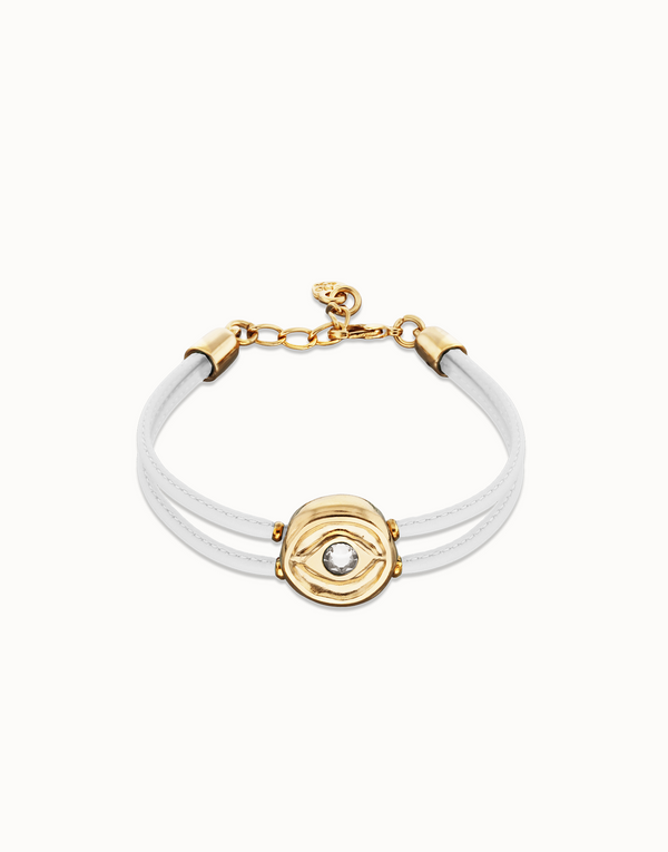 UNO de 50 Double White Leather Eye Bracelet