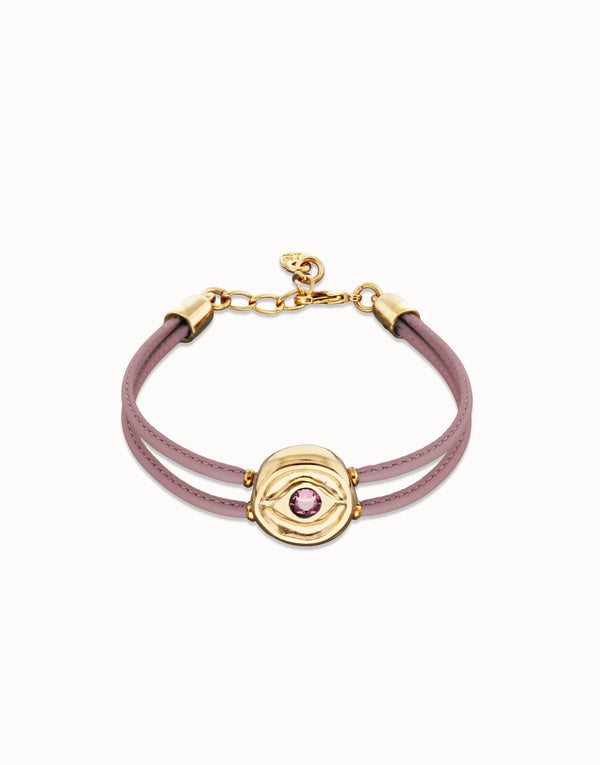 UNO de 50 Double Lilac Leather Eye Bracelet