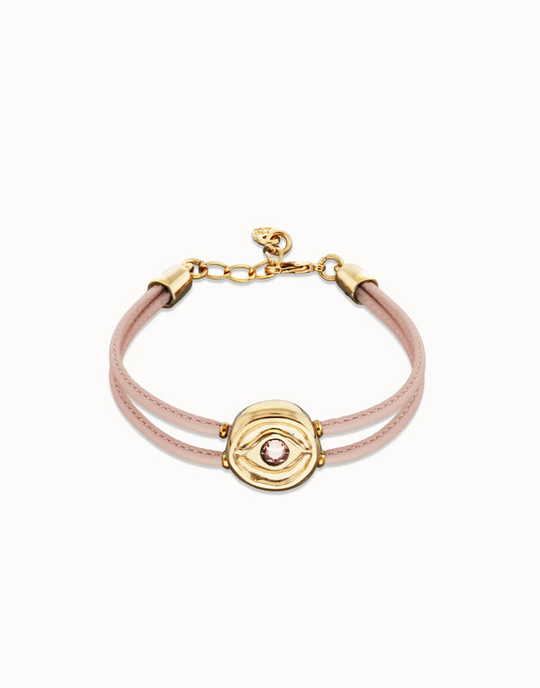 UNO de 50 Double Pink Leather Eye Bracelet