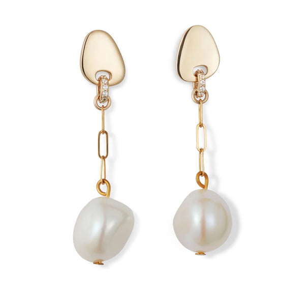Toolally Gold Pearl Drop Earrings