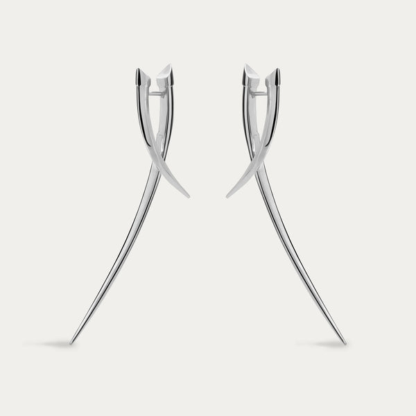Shaun Leane Silver Sabre Statement Crossover Earrings