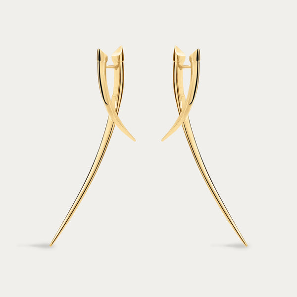 Shaun Leane Gold Sabre Statement Crossover Earrings