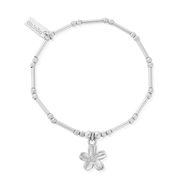 ChloBo Silver Dainty Moon Cut Sparkle Forget Me Not Bracelet