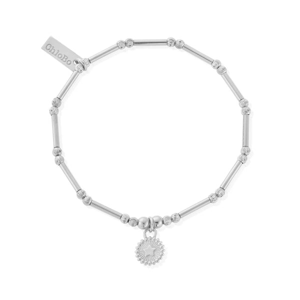 ChloBo Silver Dainty Moon Cut Sparkle Star Bracelet