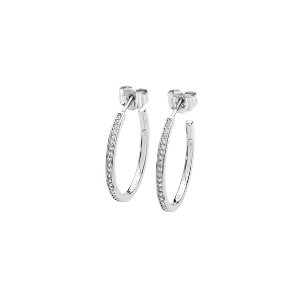 Lucy Q Silver Skinny Drip Medium Hoops