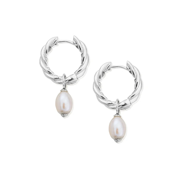 ChloBo Silver Ocean Freshwater Pearl Hoop Earrings