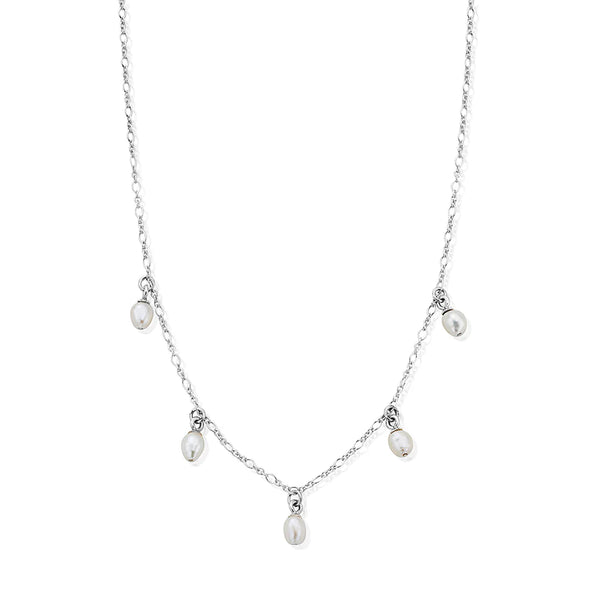 ChloBo Silver Ethereal Multi Freshwater Pearl Drop Necklace