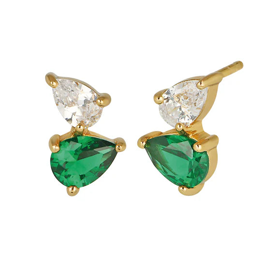 Amelia Scott Sofia Emerald Green & Gold Stud Earrings