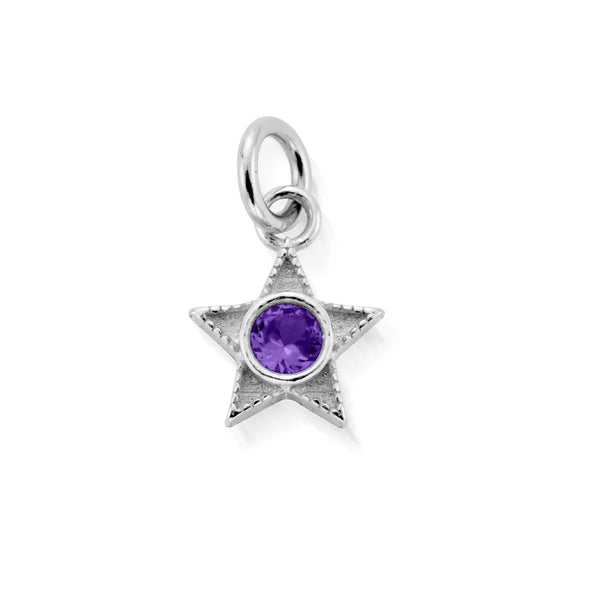 ChloBo Silver February Mini Star Birthstone Pendant Charm
