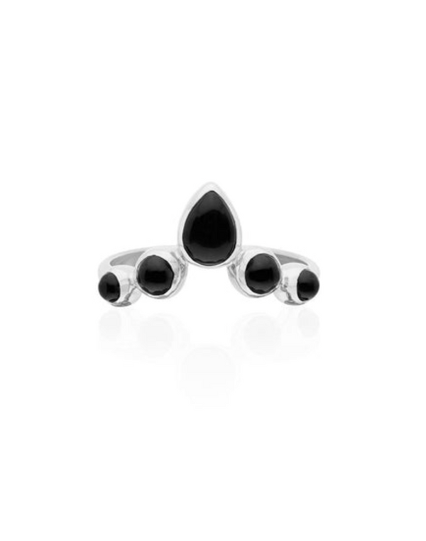Anna Beck Black Onyx Silver V Ring