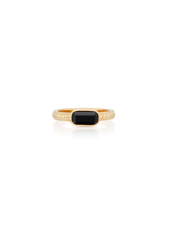 Anna Beck Small Black Onyx Gold Rectangle Ring