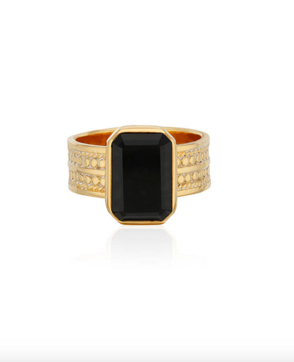 Anna Beck Large Black Onyx Gold Rectangle Ring