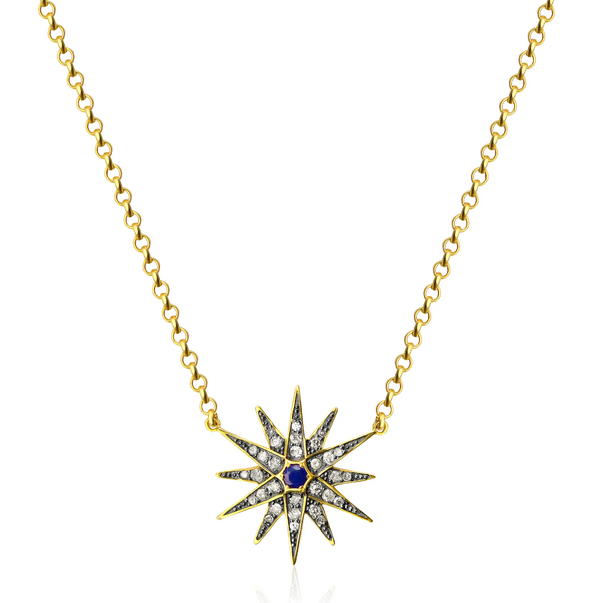 Sweet Marie Ophelia Diamond & Sapphire Star Necklace
