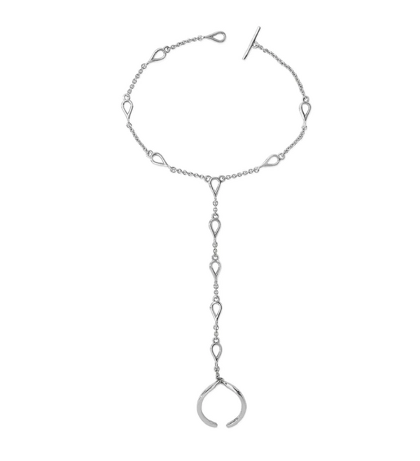 Lucy Q Silver Petal Hand Chain