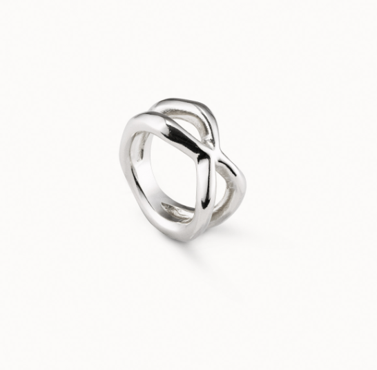 UNO de 50 Silver Crossed Ring