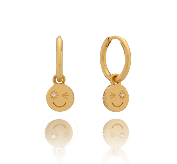 Rachel Jackson Happy Face Huggie Hoop Earrings