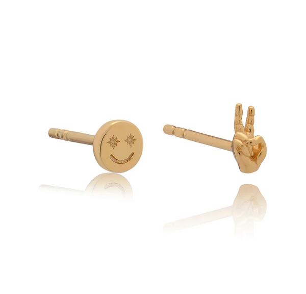 Rachel Jackson Peace & Smiles Mixed Stud Earrings