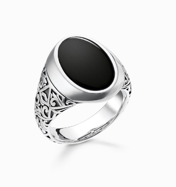 Thomas Sabo Black Round Signet Ring