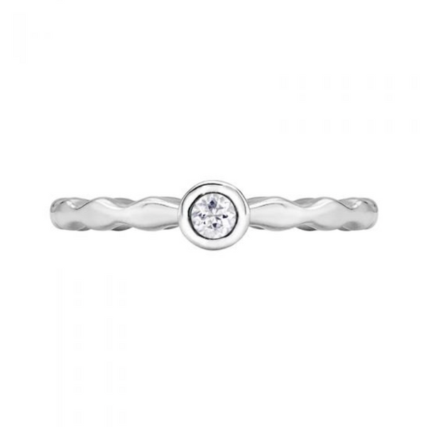 Dower & Hall 3mm White Sapphire Silver Wave Twinkle Ring