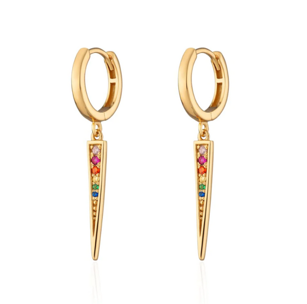 Scream Pretty Rainbow Spike Charm Hoop Earrings