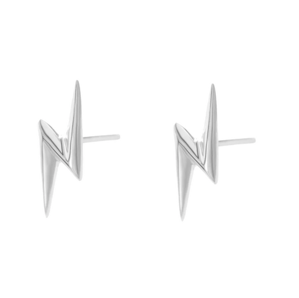 Scream Pretty Silver Lightning Bolt Stud Earrings