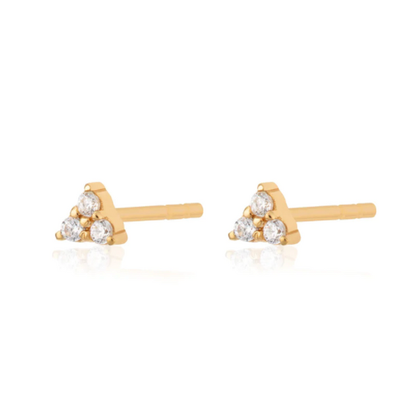 Scream Pretty Gold Sparkling Trinity Stud Earrings