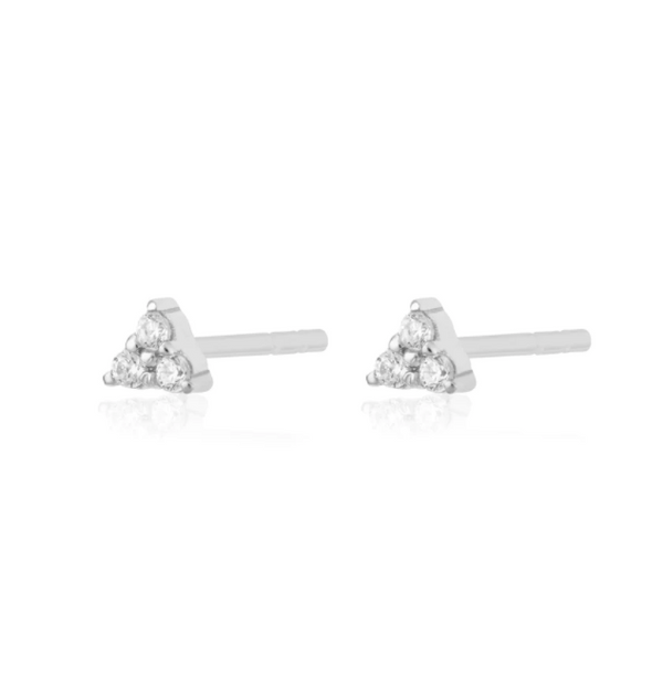 Scream Pretty Silver Sparkling Trinity Stud Earrings