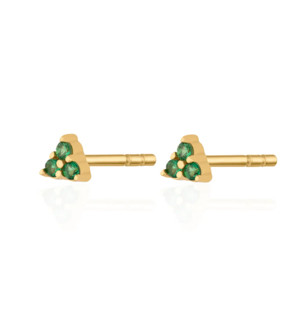 Scream Pretty Gold Green Trinity Stud Earrings