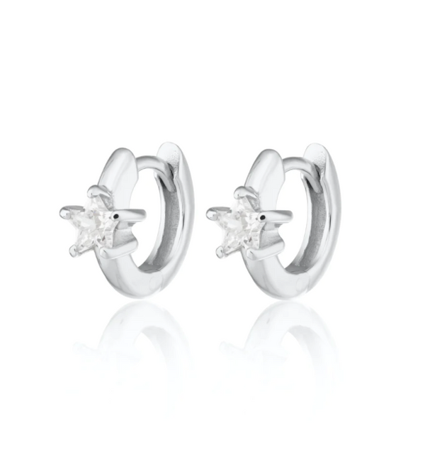 Scream Pretty Silver Sparkling Star Huggie Earrings