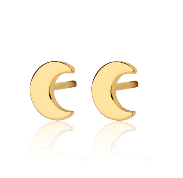 Scream Pretty Gold Crescent Moon Stud Earrings – Plain