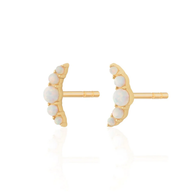 Scream Pretty Gold Opal Helix Stud Earrings