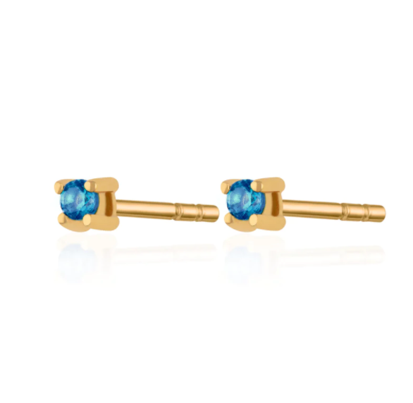 Scream Pretty Gold & Blue Teeny Tiny Stud Earrings