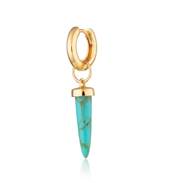 Scream Pretty Gold & Turquoise Spike Huggie Earring