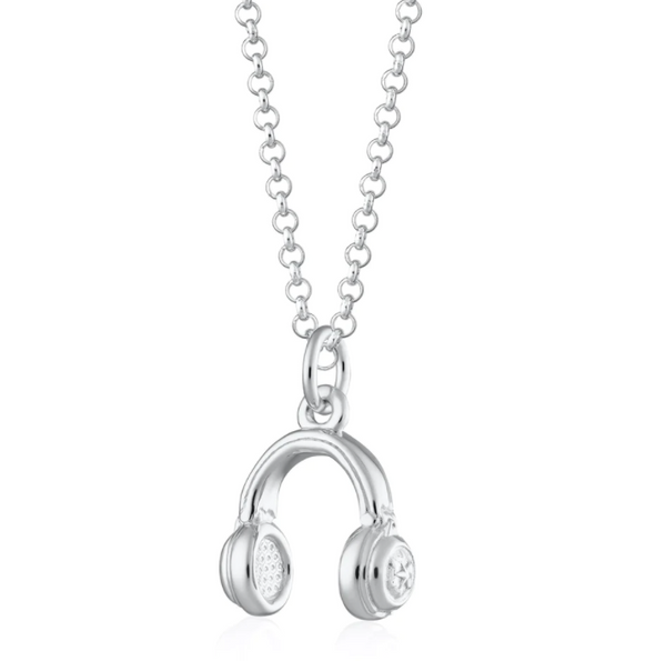 Scream Pretty Silver Headphones Necklace