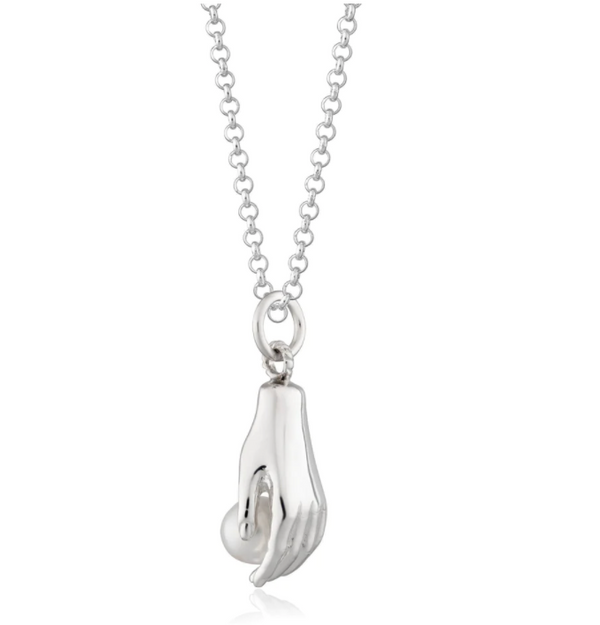 Scream Pretty Silver Hand & Pearl Necklace