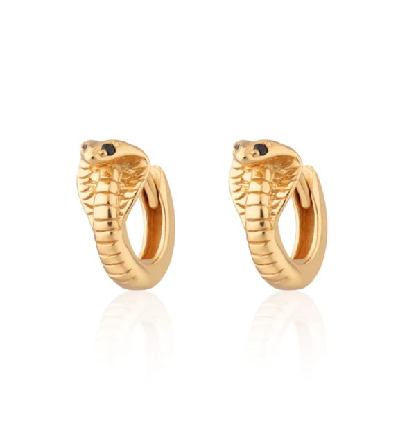 Scream Pretty Gold Cobra Snake Huggie Earrings