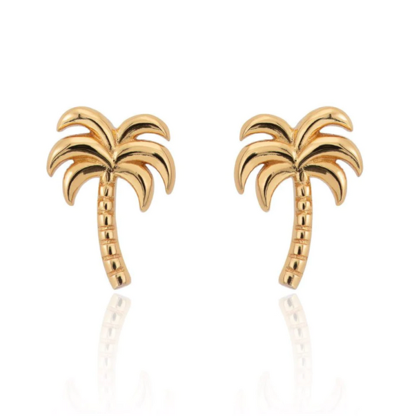 Scream Pretty Gold Palm Tree Stud Earrings