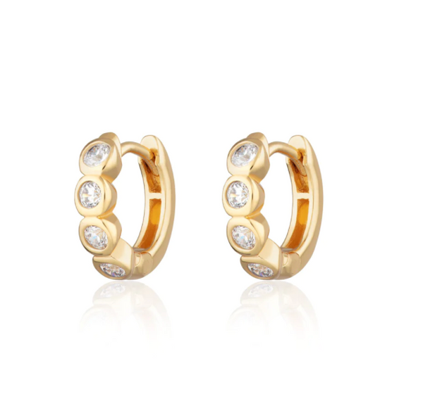 Scream Pretty Gold Bezel Huggie Earrings