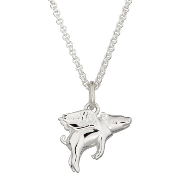 Scream Pretty Silver Flying Pig Necklace