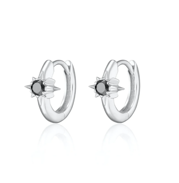 Scream Pretty Silver Large Black Star Huggie Earrings