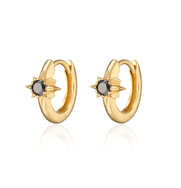 Scream Pretty Gold Large Black Star Huggie Earrings