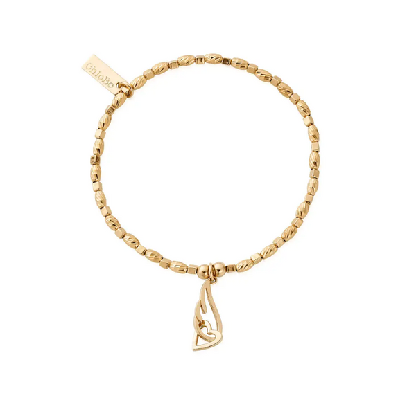 ChloBo Gold Heart & Angel Wing Bracelet