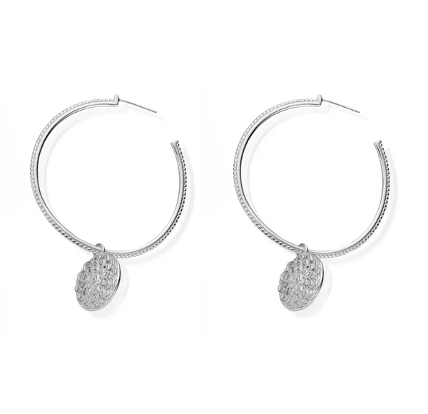 ChloBo Silver Moon Flower Hoop Earrings