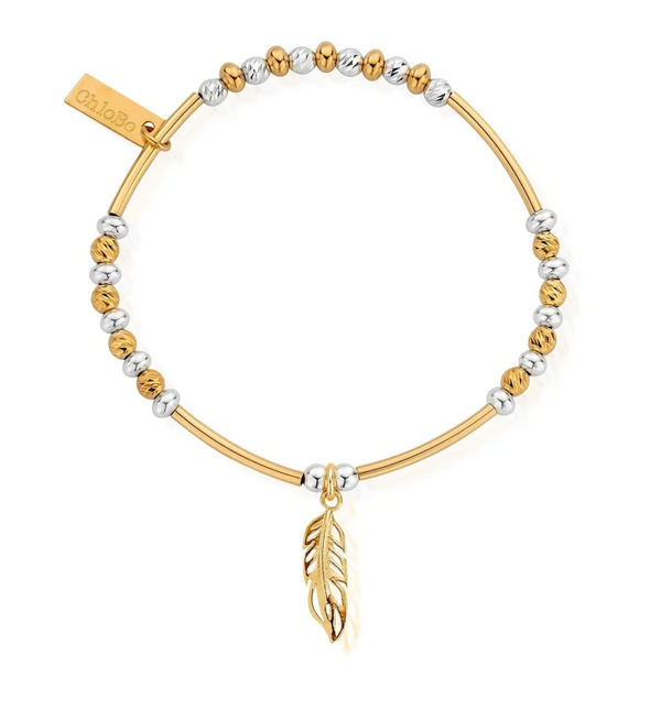 ChloBo Mixed Metal Filigree Feather Bracelet