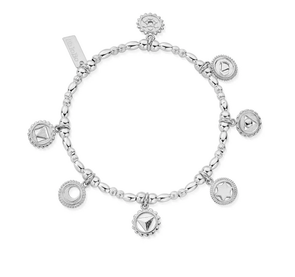 ChloBo Silver Positive Vibes Charm Bracelet