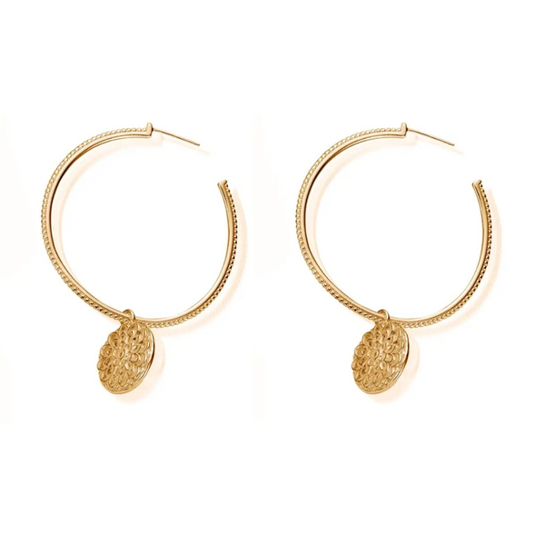 ChloBo Gold Moon Flower Hoop Earrings