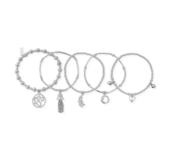 ChloBo Silver Divine Stack of 5 Bracelets