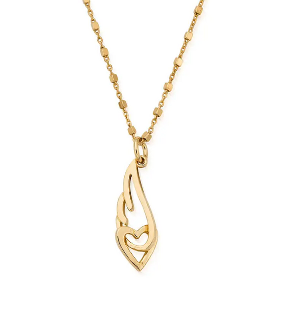 ChloBo Gold Interlocking Heart & Angel Wing Necklace