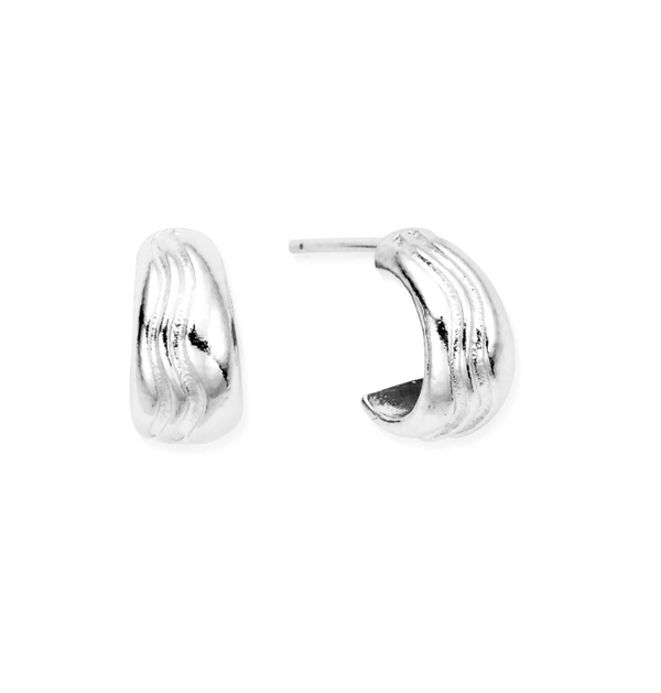 ChloBo Silver Waves Huggie Hoop Earrings