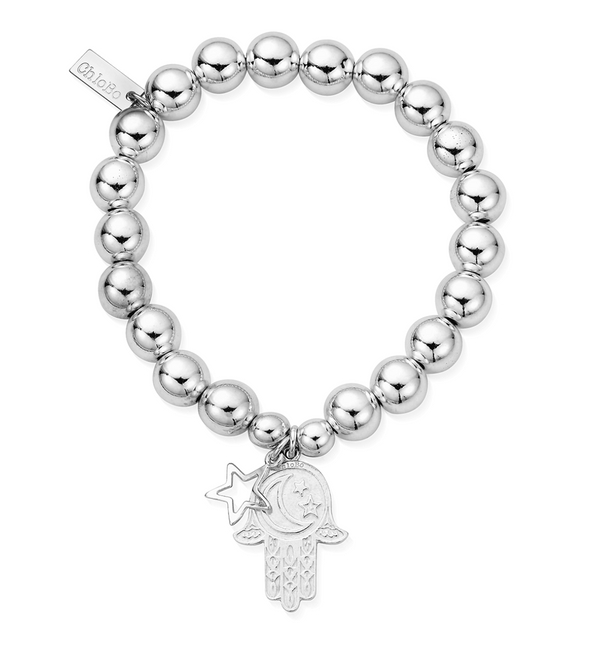 ChloBo Silver Moon & Star Hamsa Hand Bracelet